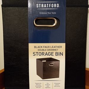 Storage bin by Stratford, Black Faux Leather,  new